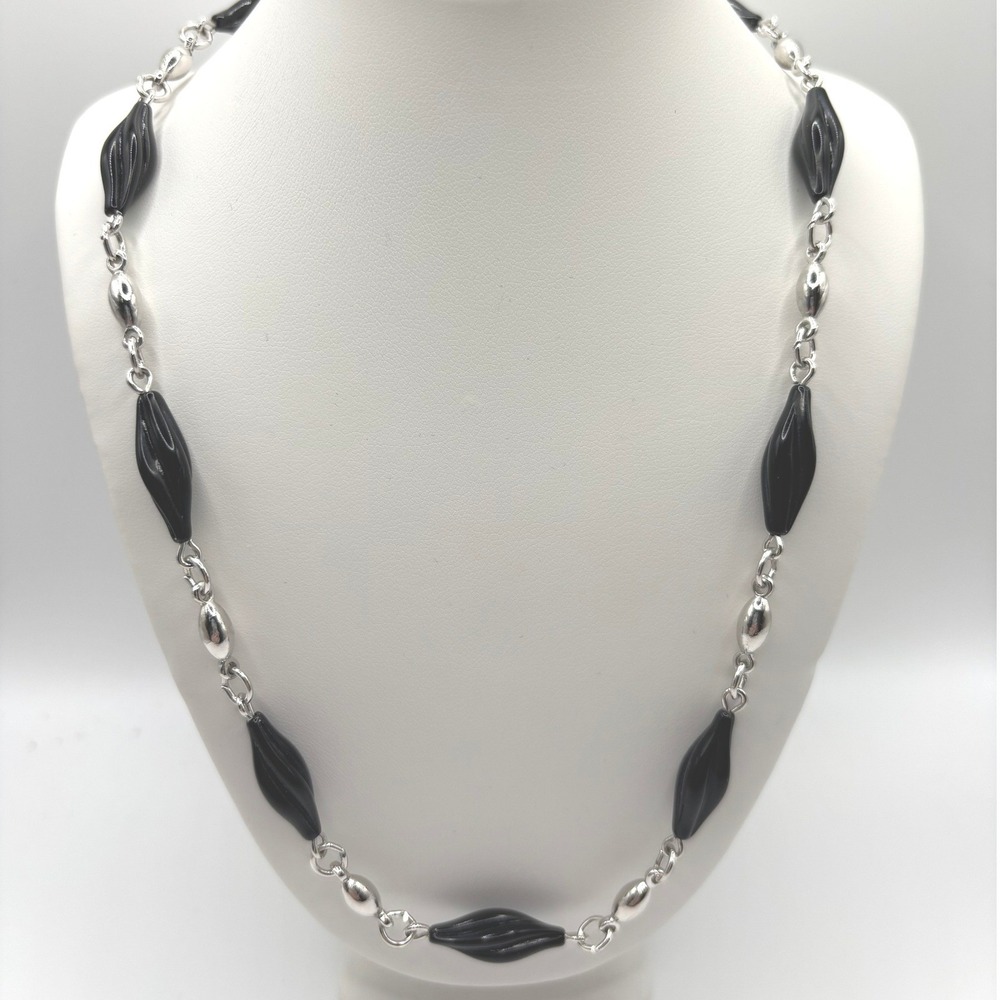 New‎ Vintage Trifari 50196 Madeira 24 Inch Twist Black Jet Beaded Necklace